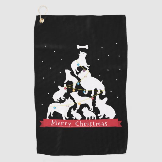 Bulldog kerstboom golfhanddoek (Voorkant)