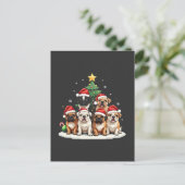 Bulldog Kerstboom Kerstman Hoed Puppy liefhebbers Briefkaart (Staand voorkant)