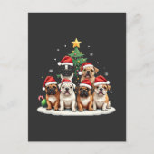 Bulldog Kerstboom Kerstman Hoed Puppy liefhebbers Briefkaart (Voorkant)