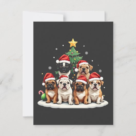 Bulldog Kerstboom Kerstman Hoed Puppy liefhebbers Kaart (Voorkant)