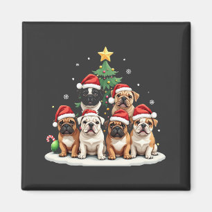 Bulldog Kerstboom Kerstman Hoed Puppy liefhebbers Magneet