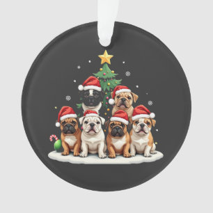 Bulldog Kerstboom Kerstman Hoed Puppy liefhebbers Ornament