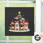 Bulldog Kerstboom Kerstman Hoed Puppy liefhebbers Raamsticker (Huis)