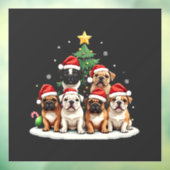 Bulldog Kerstboom Kerstman Hoed Puppy liefhebbers Raamsticker (Vel 3)