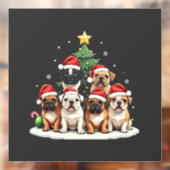 Bulldog Kerstboom Kerstman Hoed Puppy liefhebbers Raamsticker (Vel 2)