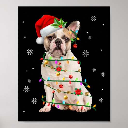 Bulldog Kerstboom Licht Pyjama Hond X-mas Match Poster (Voorkant)