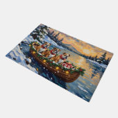 Bulldog Kerstboot Vakantie Deurmat (Schuin)