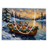 Bulldog Kerstboot Vakantie Groot Cadeauzakje (Achterkant)