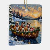 Bulldog Kerstboot Vakantie Keramisch Ornament (Rechts)