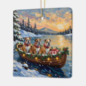 Bulldog Kerstboot Vakantie Keramisch Ornament (Links)