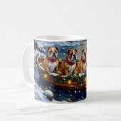 Bulldog Kerstboot Vakantie Koffiemok (Voorkant links)