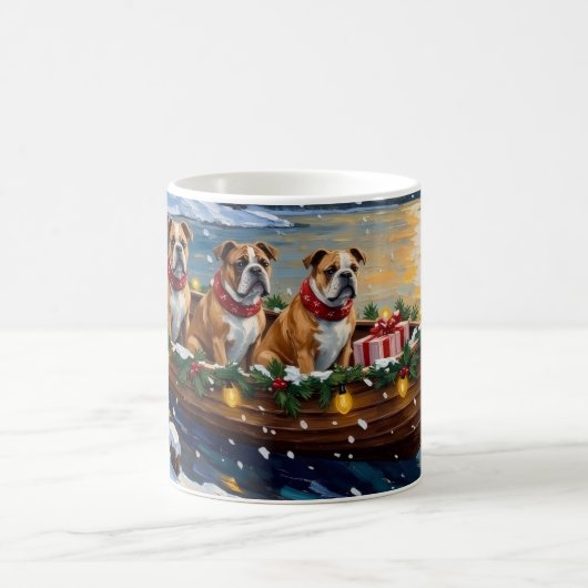 Bulldog Kerstboot Vakantie Koffiemok (Center)