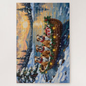 Bulldog Kerstboot Vakantie Legpuzzel (Verticaal)