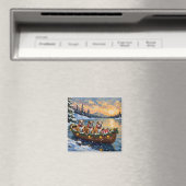 Bulldog Kerstboot Vakantie Magneet (Insitu (Vaatwasser))