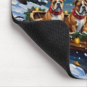 Bulldog Kerstboot Vakantie Muismat (Hoek)