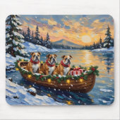 Bulldog Kerstboot Vakantie Muismat (Voorkant)