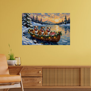 Bulldog Kerstboot Vakantie Poster