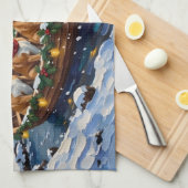 Bulldog Kerstboot Vakantie Theedoek (Quarter Fold)
