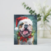Bulldog Kerstborstel schilderen kunstwerk Feestdagenkaart (Staand voorkant)