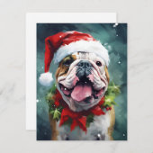 Bulldog Kerstborstel schilderen kunstwerk Feestdagenkaart (Voorkant / Achterkant)