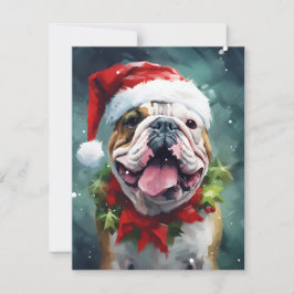 Bulldog Kerstborstel schilderen kunstwerk Feestdagenkaart