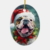Bulldog Kerstborstel schilderen kunstwerk Keramisch Ornament (Voorkant)