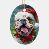 Bulldog Kerstborstel schilderen kunstwerk Keramisch Ornament (Achterkant)