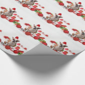 Bulldog kerstcadeau doos Ornamenten rode kerstmuts Cadeaupapier (Hoek)