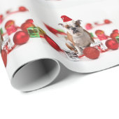 Bulldog kerstcadeau doos Ornamenten rode kerstmuts Cadeaupapier (Rol Hoek)