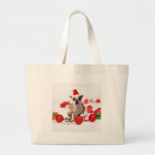 Bulldog kerstcadeau doos Ornamenten rode kerstmuts Grote Tote Bag (Voorkant)