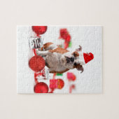 Bulldog kerstcadeau doos Ornamenten rode kerstmuts Legpuzzel (Horizontaal)