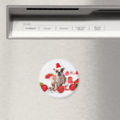Bulldog kerstcadeau doos Ornamenten rode kerstmuts Magneet (Insitu (Vaatwasser))
