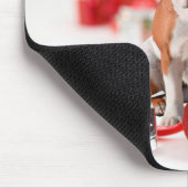 Bulldog kerstcadeau doos Ornamenten rode kerstmuts Muismat (Hoek)