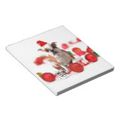 Bulldog kerstcadeau doos Ornamenten rode kerstmuts Notitieblok (Schuin)