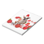 Bulldog kerstcadeau doos Ornamenten rode kerstmuts Notitieblok (Linkerzijde)