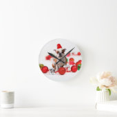 Bulldog kerstcadeau doos Ornamenten rode kerstmuts Ronde Klok (Huis)