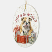 Bulldog Kerstcadeaus Vreugde aan de Wereld Keramisch Ornament (Links)