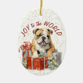 Bulldog Kerstcadeaus Vreugde aan de Wereld Keramisch Ornament (Voorkant)
