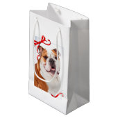 Bulldog kerstcadeautas klein cadeauzakje (Voorkant Gekanteld)
