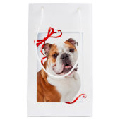 Bulldog kerstcadeautas klein cadeauzakje (Voorkant)