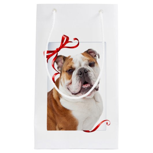 Bulldog kerstcadeautas klein cadeauzakje (Voorkant)