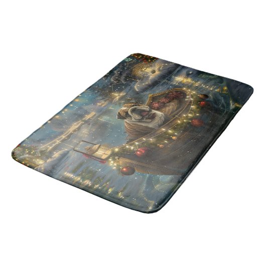 Bulldog Kerstfeest reis Badmat (Gekanteld)