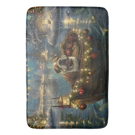 Bulldog Kerstfeest reis Badmat (Voorkant Verticaal)