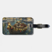 Bulldog Kerstfeest reis Bagagelabel (Achterkant horizontaal)