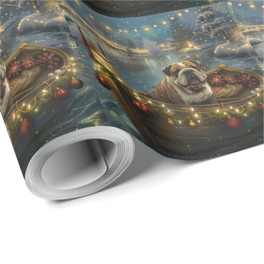 Bulldog Kerstfeest reis Cadeaupapier (Rol Hoek)