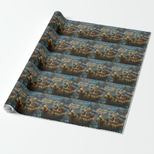 Bulldog Kerstfeest reis Cadeaupapier