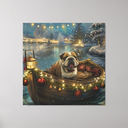 Bulldog Kerstfeest reis Canvas Afdruk (Voorkant)
