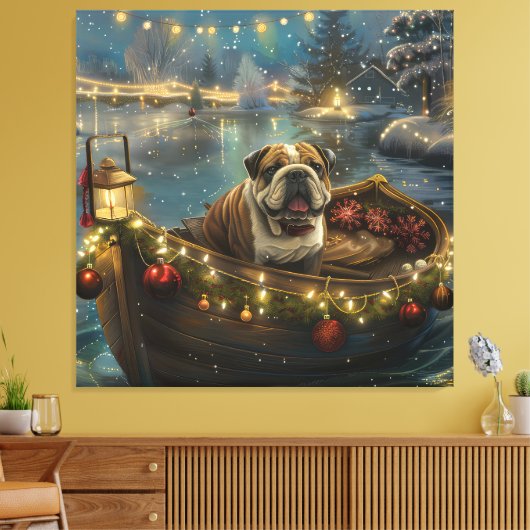Bulldog Kerstfeest reis Canvas Afdruk (Insitu (Woonkamer))