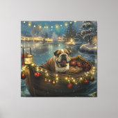 Bulldog Kerstfeest reis Canvas Afdruk (Voorkant)