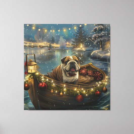 Bulldog Kerstfeest reis Canvas Afdruk (Voorkant)